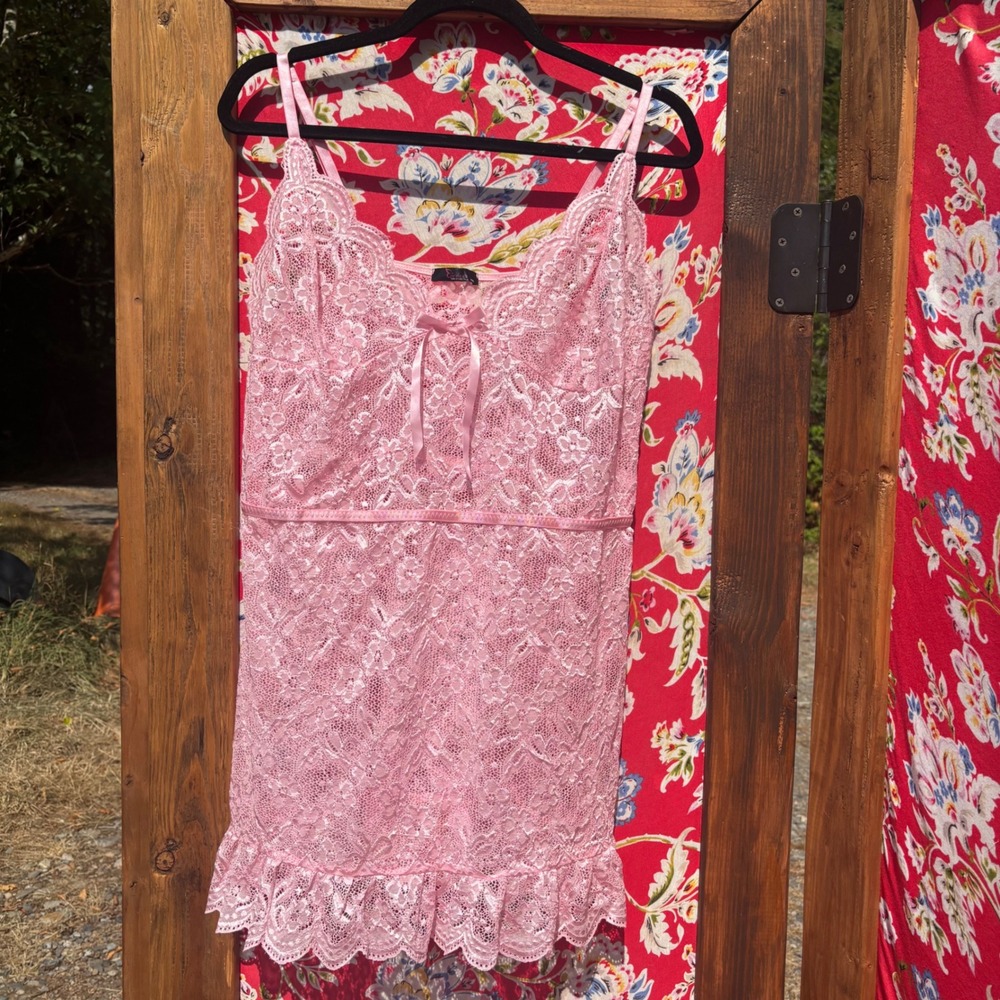 Pink Lace Babydoll Coquette Ruffled Mini Lingerie Dress Chemise Fairy Size XXL - Picture 7 of 10